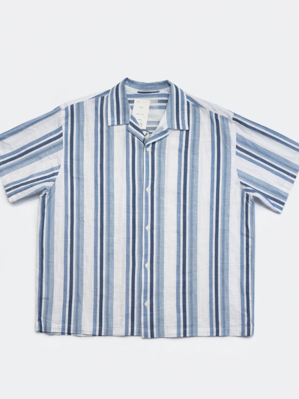 Jack & Jones Vertical Stripe Short-Sleeve Shirt in White and Blue
